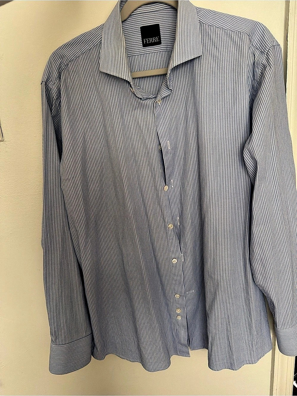 Ferre Blue & White Striped Button Down Shirt Like New